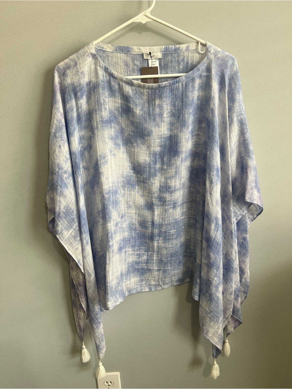 J. Jill Poncho Women’s One Size Blue White Cloud Tie-Dye Lightweight Coverup Top - Picture 12 of 15